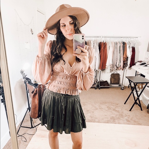 Tops - Dakota Ruched Long Sleeve Pink Blouse